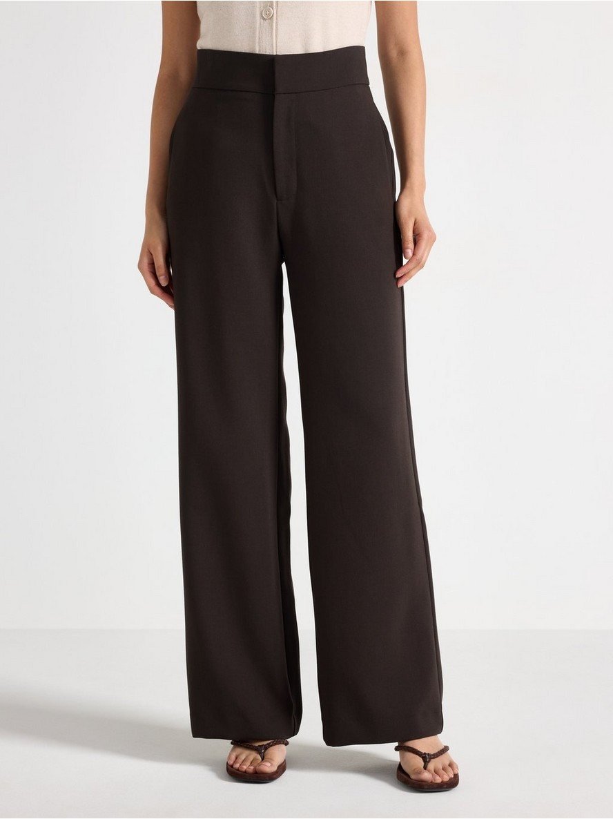 Cotiful clean-front wide leg trousers in dark brown