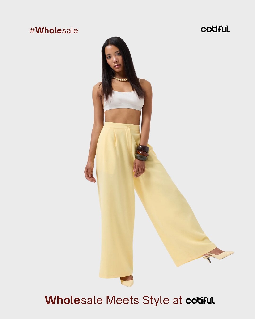 Pale yellow palazzo pants